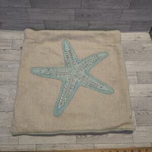 Coastal Collection Beaded Starfish Pillow Cover Nautical Beach House